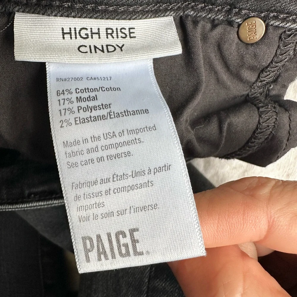 Paige High Rise Straight Ankle Jeans Black Stretch Denim Size 27 - Picture 9 of 12